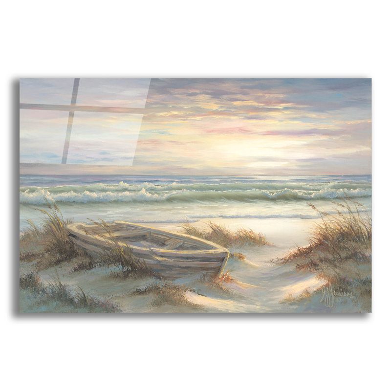  «Old Rowboat» par Georgia Janisse, art mural en verre acrylique, 16 po x 12 po