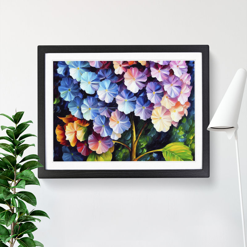 Hydrangea Flowers Vol.5 - Single Picture Frame Painting, Black, 46cm H x 64cm W x 2cm D