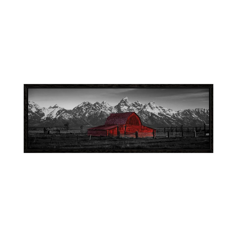Barn Grand Teton National Park WY USA Color Pop by Panoramic Images - Floater Frame Panoramic Gallery-Wrapped Canvas Giclée on Canvas