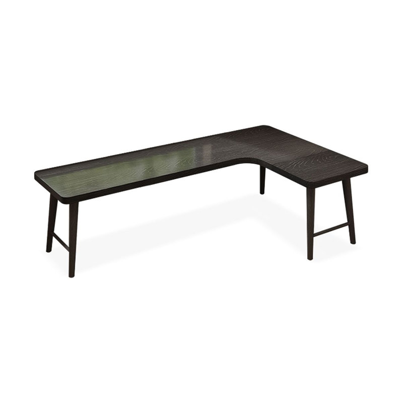 Bureau d'écriture en bois massif noir en forme de L, Oui, 29.53"H*86.61"W*47.24"D