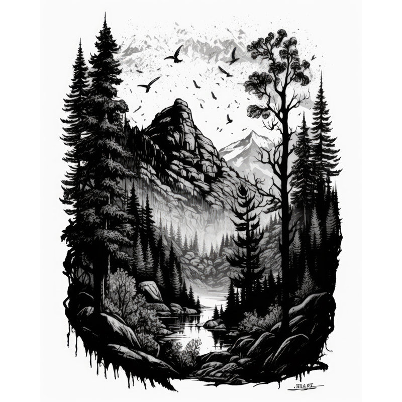 «Olaug Ink Landscape III», reproduction sur toile sans cadre, H 18 po x l 15 po x P 1,5 po