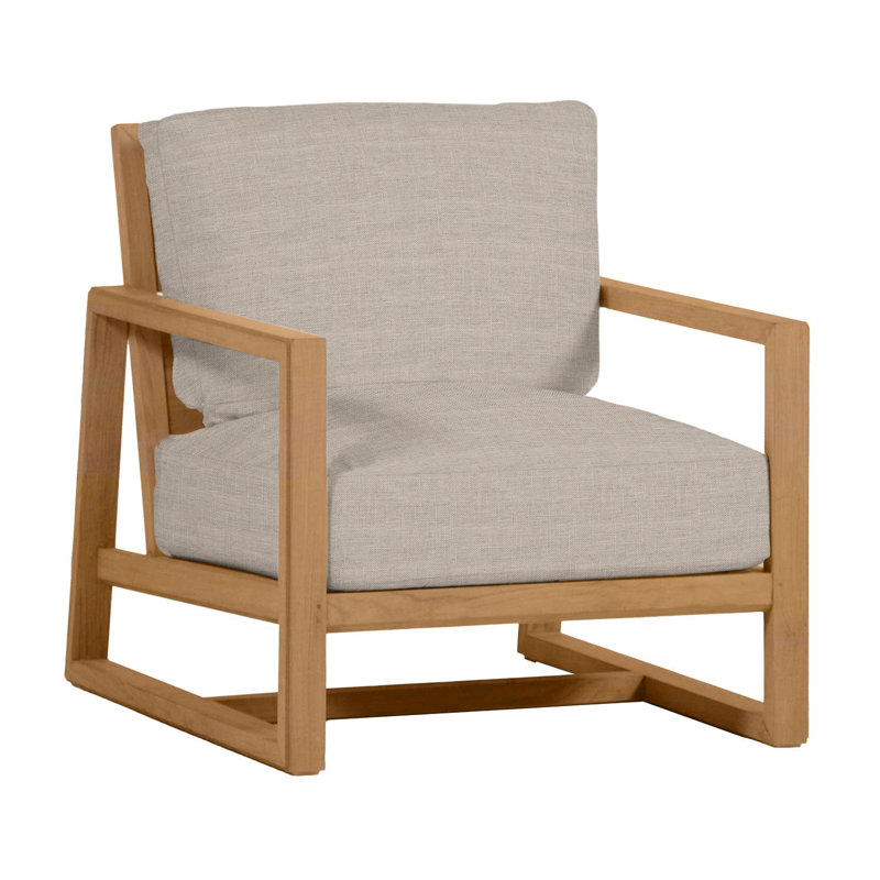 Avondale Patio Lounge Chair with Cushions, Natural Teak, Rollo Lace, Welt + Standard fill