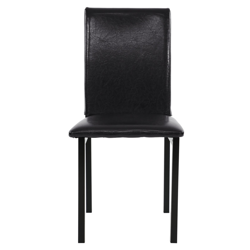 De 4 chaises de salle à manger, structure en métal, siège en similicuir brun, finition noire, poids de 64 lb pour l'ensemble de chaises, largeur de 17,85 po