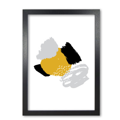 Mustard And Black Mismatch Abstract - Print
