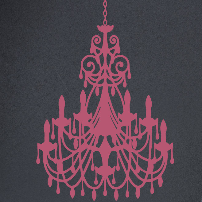 Décalcomanie murale lustre ornée, Rouge à lèvres, H 48 po x l 31 po x P 0,01 po