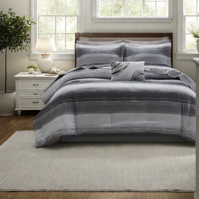 de literie en microfibre douce, motif aquarelle moderne pour lit simple, noir