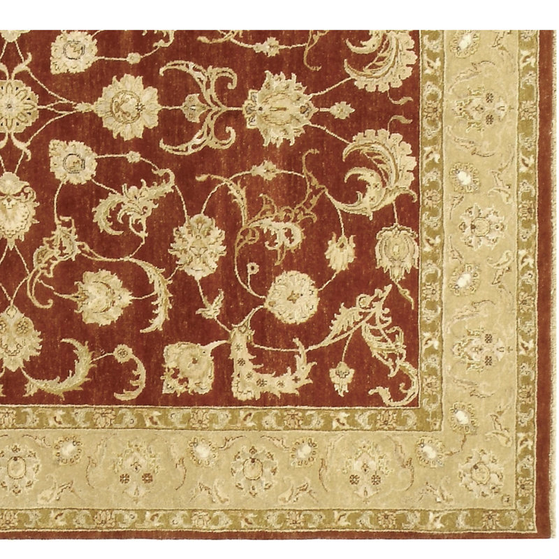 Hand Knotted Oriental Area Rug in Rust/Beige, Rectangle 6' x 9'