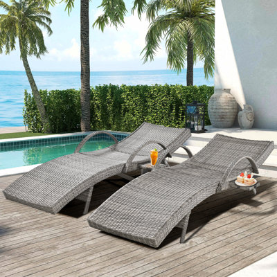 Kadajah Outdoor Wicker Chaise Lounge Set