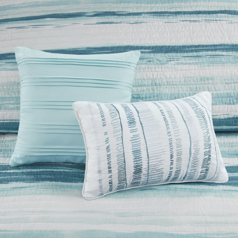 Ensembles de literie turquoise apaisants, matériau en coton, style côtier moderne, confort à la maison