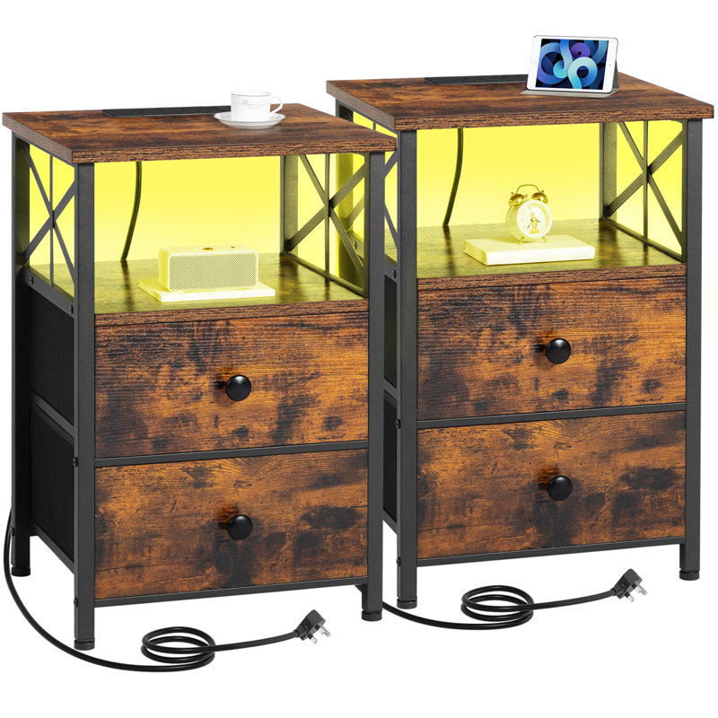 40cm W Metal Bedside Table