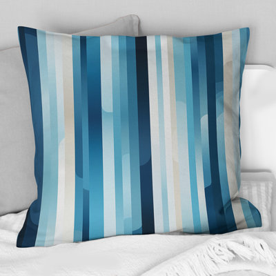 Blue Horizon Lines Striped Motif - Coussin décoratif