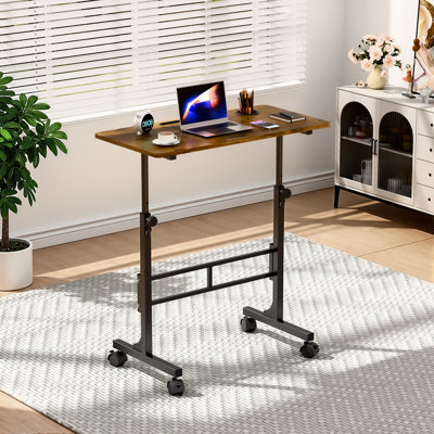 Petit bureau debout à hauteur réglable, bureau mobile avec roulettes