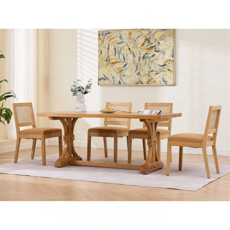 Ensemble de 2 chaises de salle à manger de style ferme, revêtues de tissu, chaises d'appoint modernes du milieu du siècle, assise rembourrée en tissu, structure rigide, idéales pour la cuisine, la salle à manger et le coin repas, SW1983CF