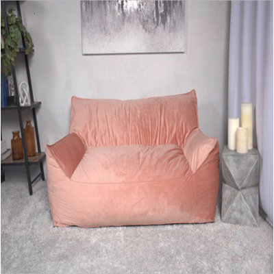 Fauteuil à billes surdimensionné 2 places avec accoudoirs Fila Velveteen, rose