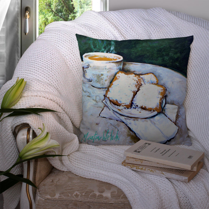 Coussin décoratif intérieur/extérieur beingets déjeuner plaisir, H 18 po x l 18 po x P 5,5 po