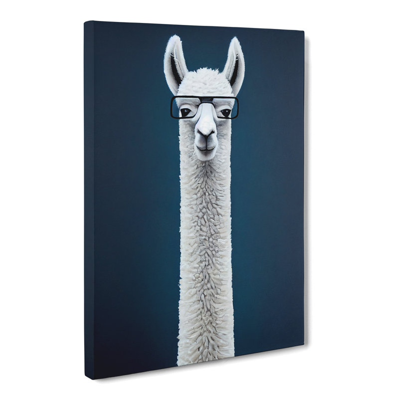 Llama In Glasses - Wrapped Canvas, 76cm H x 50cm W x 3cm D