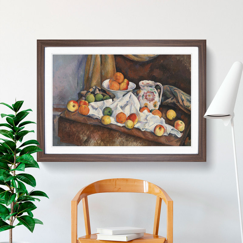 Still Life with Apples and Oranges by Paul Cezanne - Picture Frame Painting, Walnut, 48cm H x 65cm W x 2cm D