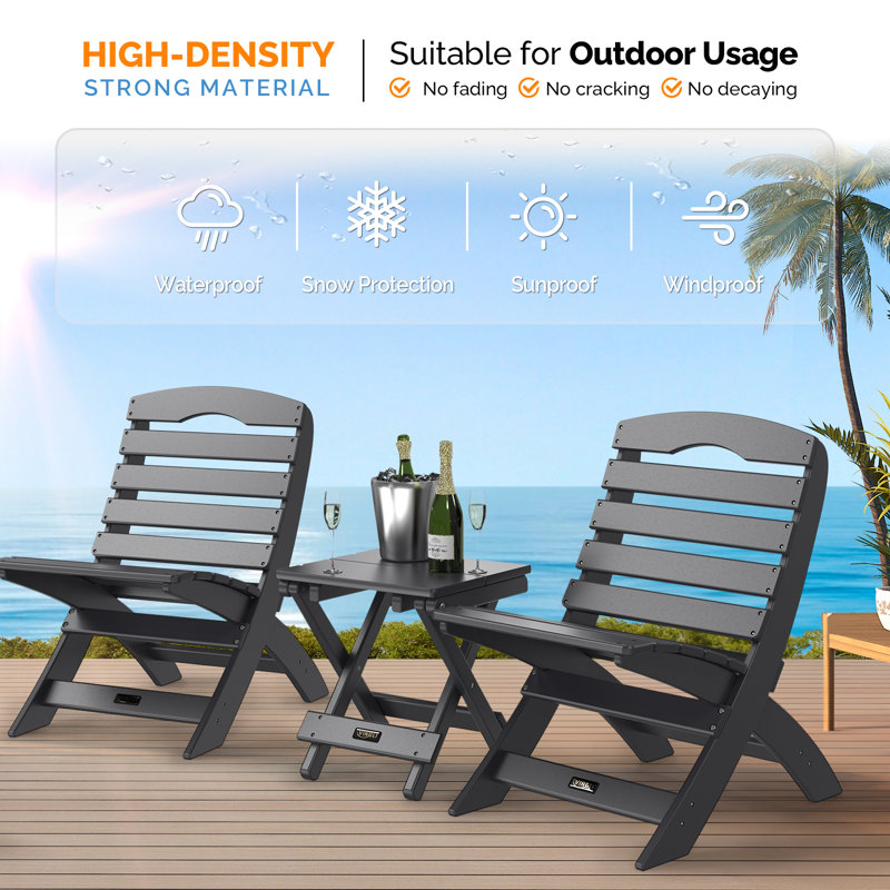 Patio HDPE Side Table End Tables, Black