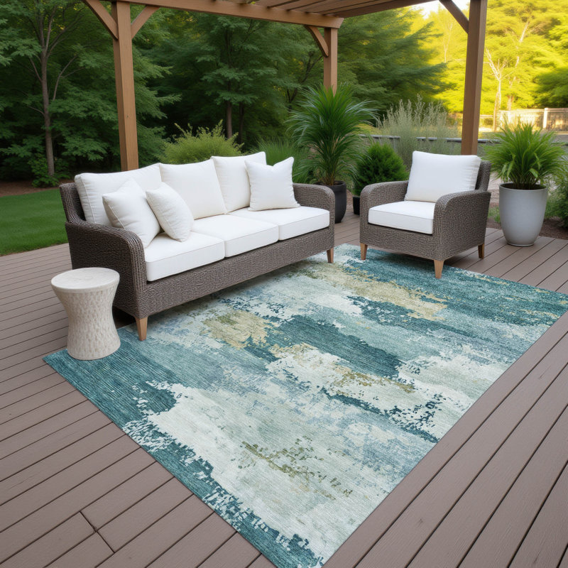 Machine Washable Indoor/Outdoor Kesler ACN2372 Abstract Rug, Rectangle 2'6" x 3'10"