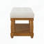 Banc capitonné en lin avec tablette de rangement, pieds en bois massif-133348759-133348766