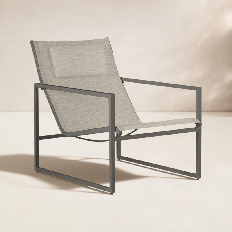 Serenata Sling Easy Lounge - Gray With Gray SlIng, Gray/Gray Sling, No Welt, Dove Sunbrella Linen