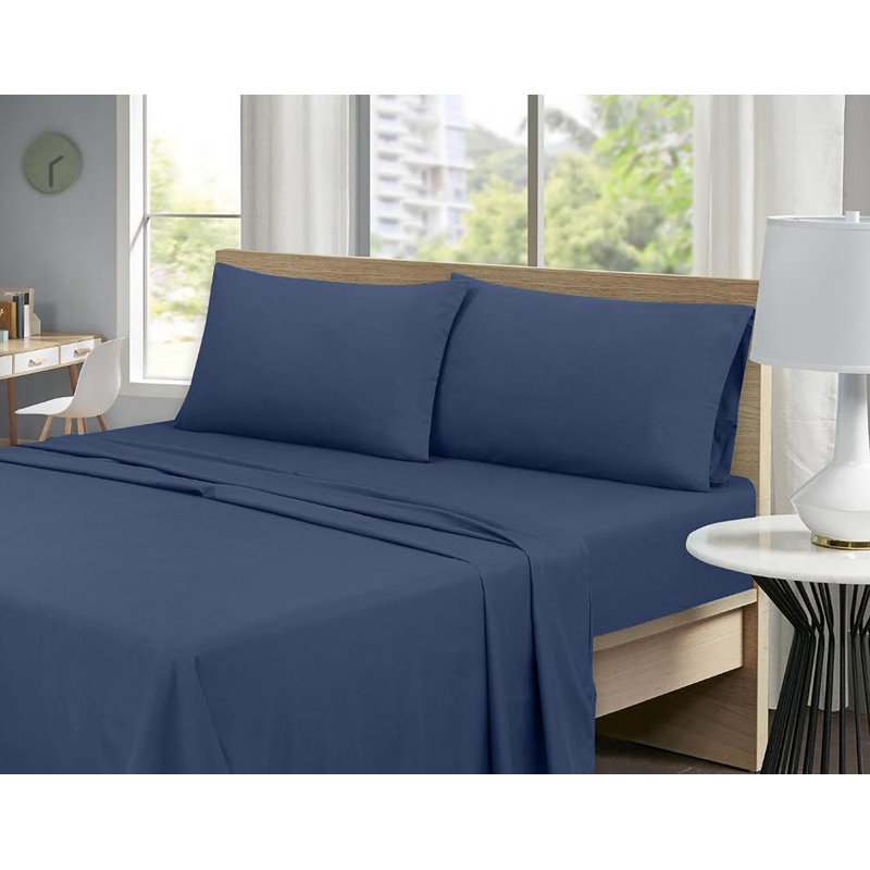 Rayon Sheet Set, Twin Sheet Set + 1 Fitted Sheet + 2 Pillowcases, Oxford Blue
