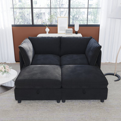 Modular Sectional Sofa, Convertible Sofa Seat With Storage, Sleeper Sectional Sofa Set, Fabric Flexible Modular Combinations for Living Room(4seats)
