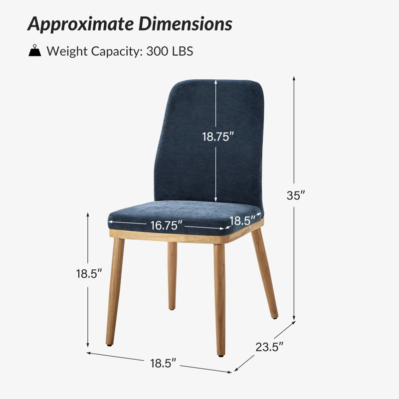 Brehanna Upholstered Back Dining Chair with Solid Wood Legs (Set of 4), Navy