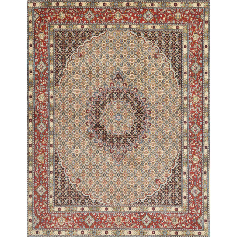 Tapis rouge/brun/gris traditionnel Acoff, Rectangle 7 pi x 9 pi