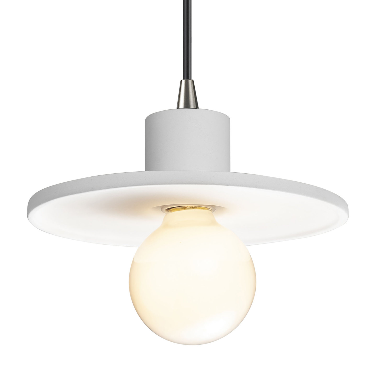 Marlena Dimmable Single Light Pendant, Gloss White, Brushed Nickel
