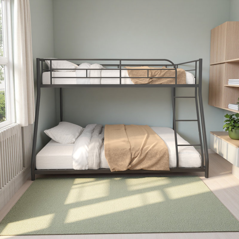 Metal Twin Over Full Bunk Bed/ Heavy-Duty Sturdy Metal/ Noise Reduced/ Squeak Free/ Wooden Slat/ No Box Spring Needed