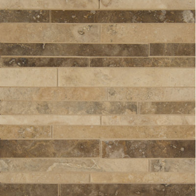 Sized Travertine Linear Mosaic Wall & Floor Tile