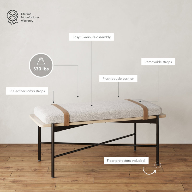 Boucle Upholstered Bench