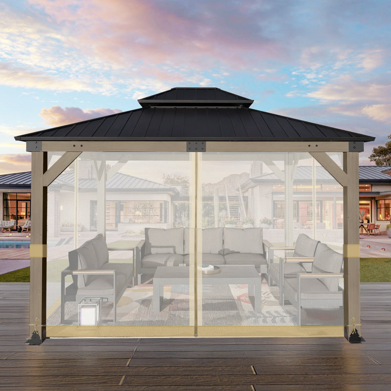 Moustiquaire pour pavillon de jardin Aoodor, H 82,68 po x l 144 po x P 168 po, Kaki