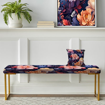 Banc floral rembourré or