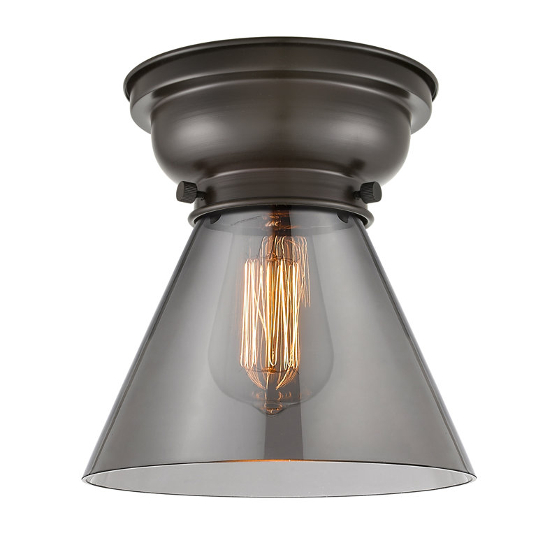 Aditi Cone 1 Light 8" Flush Mount, Oil Rubbed Bronze, Plated Smoke, No Bulb Included