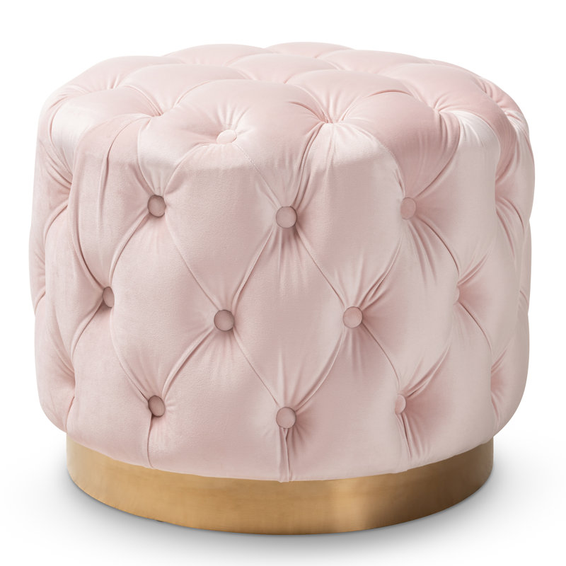 Repose-pieds capitonné Kylaya Glam, Rose