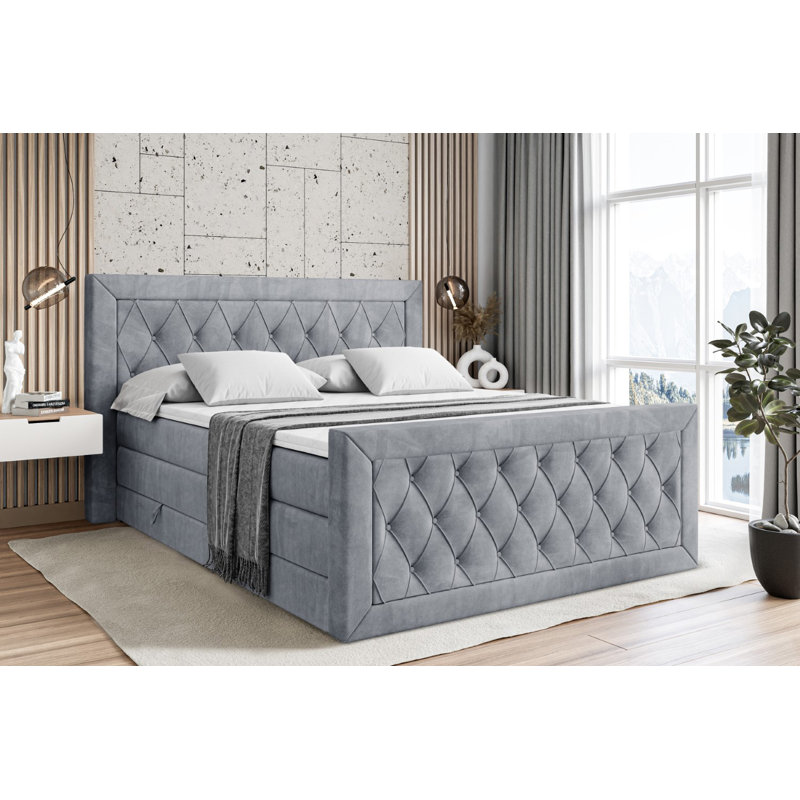 Falkner Pocket Spring Mattress Divan Bed Set, 140 x 200cm, in Grey