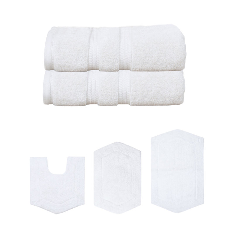 Ensemble de serviettes de bain 100% coton 2 pièces Bryd Collection et ensemble de tapis de bain 3 pièces, (ensemble de 5)