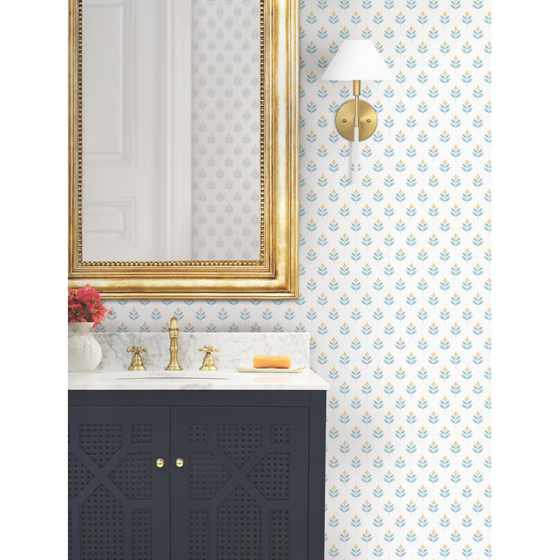 Papier peint floral sarcelle Serene Villa, Sarcelle