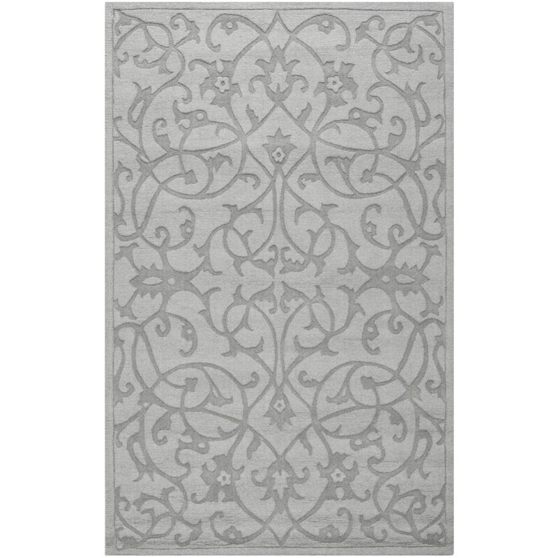 Soukup Hand Loomed Wool Floral Rug, Rectangle 5' x 8'