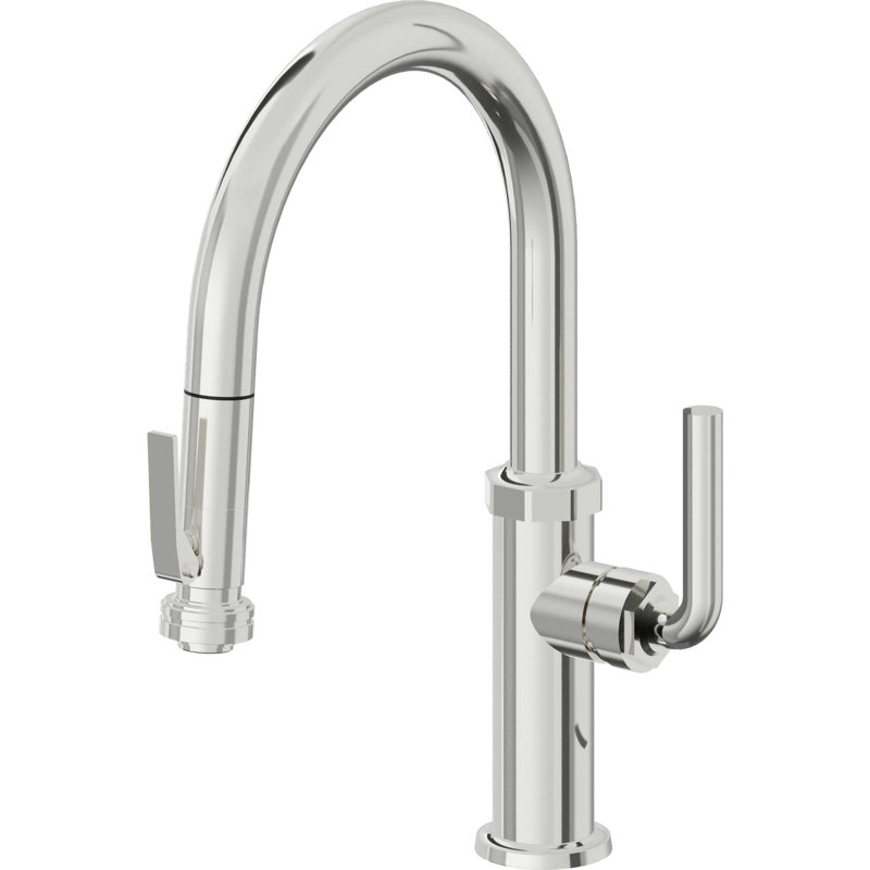 Descanso Kitchen Pull-Down Kitchen Faucet with Squeeze Sprayer - Low Arc Spout, Polished Chrome