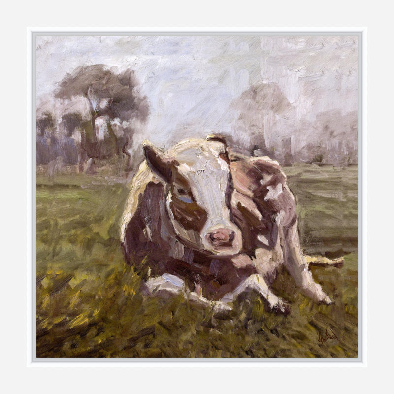 BROWN COW BROWN COW - Unframed Print on Canvas, White Framed Canvas, 20" H x 20" W x 1.5" D