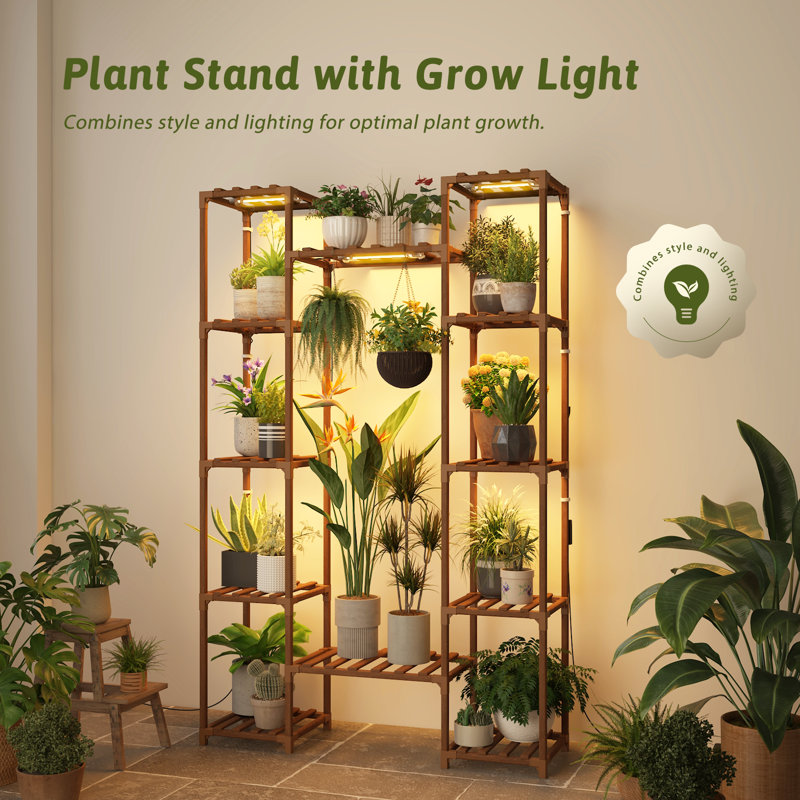 62-Inch 12-Tier Indoor Plant Stand with Grow Lights, Tall Plant Shelf for Living Room and Patio Display