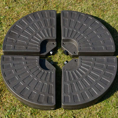 Cantilever Umbrella Base 4 Pieces, Fan Shaped Long-Lasting Heavy, Handles Built-In, Dependable Material, 148 Lbs Water Or 220 Water/Sand, Coffee Pieces , Substantial Secure Weight, Included, Solid