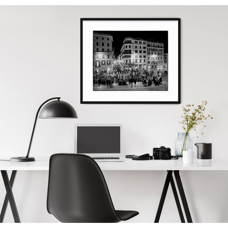Spanish Steps - Picture Frame Photograph on Paper , 29.5" H x 35.5" W, Black Framed