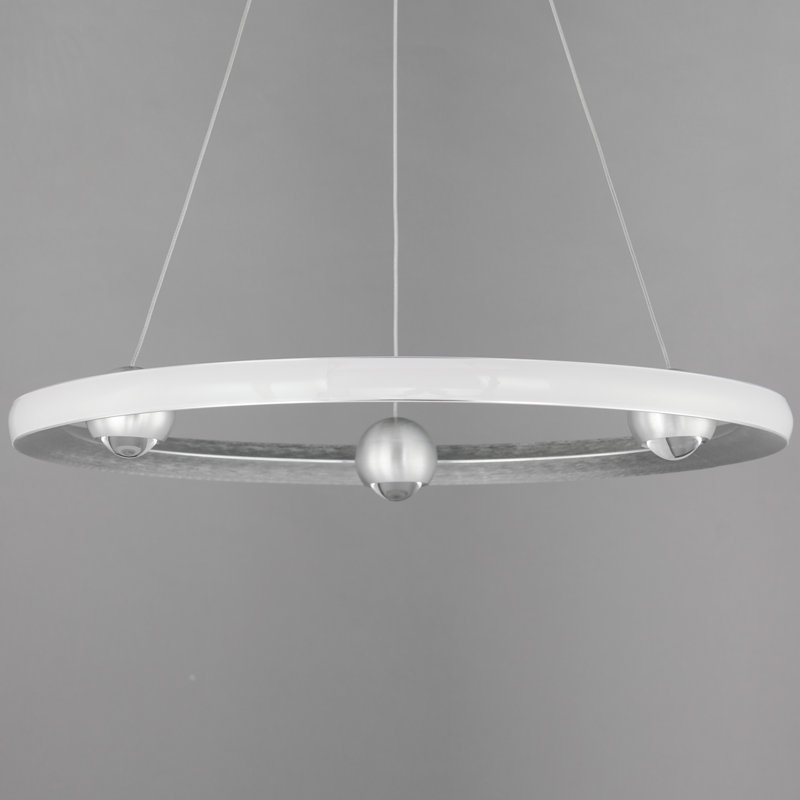 Luminaire suspendu 1 lumière, Aluminium brossé, H 2,75 po x l 24 po x P 24 po