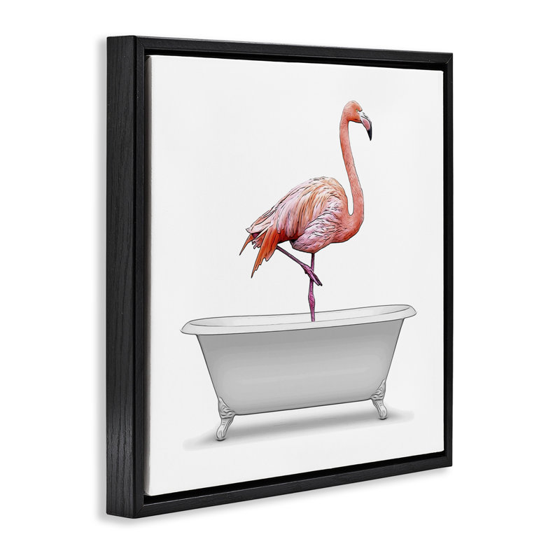 Baignoire antique debout Flamingo, H 18 po x l 18 po, Cadre flottant noir de jais