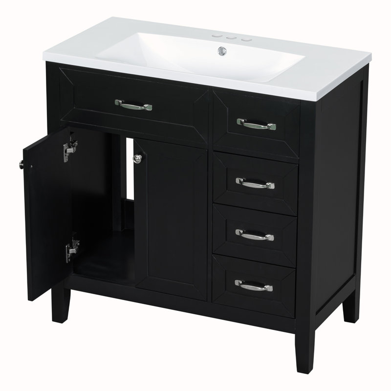 Meuble-lavabo 36 po avec lavabo, Noir