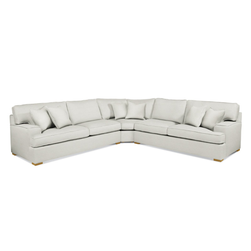 Sadie 3-Piece Upholstered Sectional, Honey Finish, Blue Solid; 0336-82